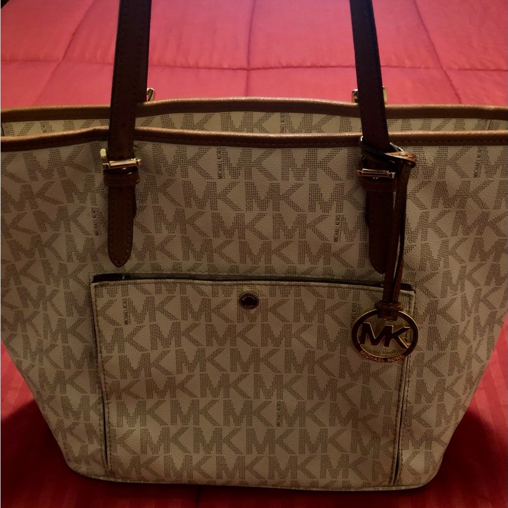 Michael Kors Beige and Brown Signature Tote - Picture 2 of 8
